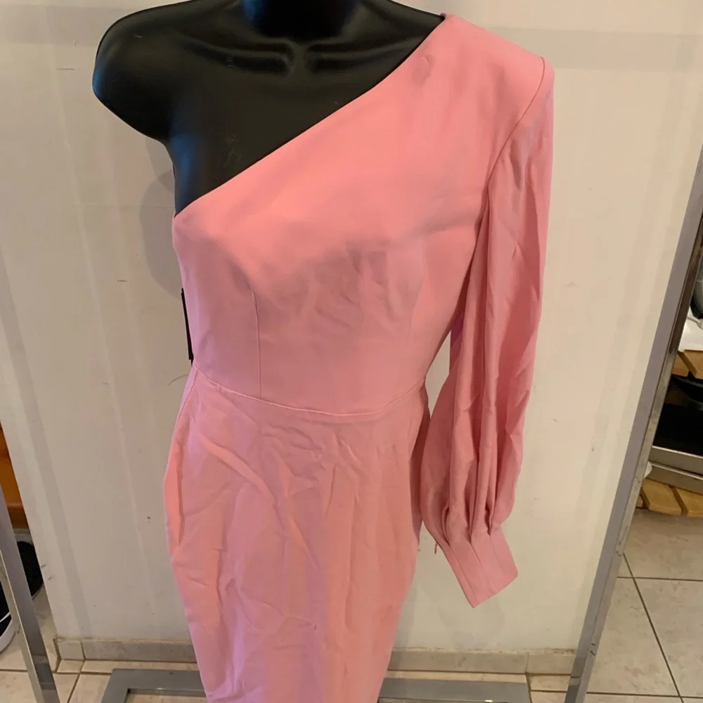 Chic One-Shoulder Pink Dress - Picture 6 of 6
